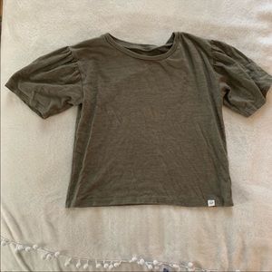 Olive Green Puff Sleeve Blouse